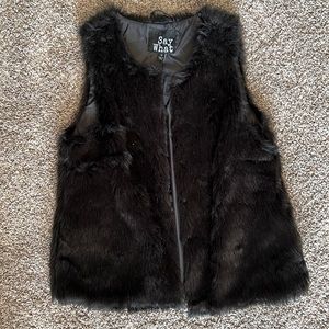 Faux Fur Vest Black